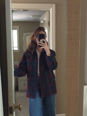 Eddie Bauer Vintage Wool Plaid Oversized Shirt Jacket